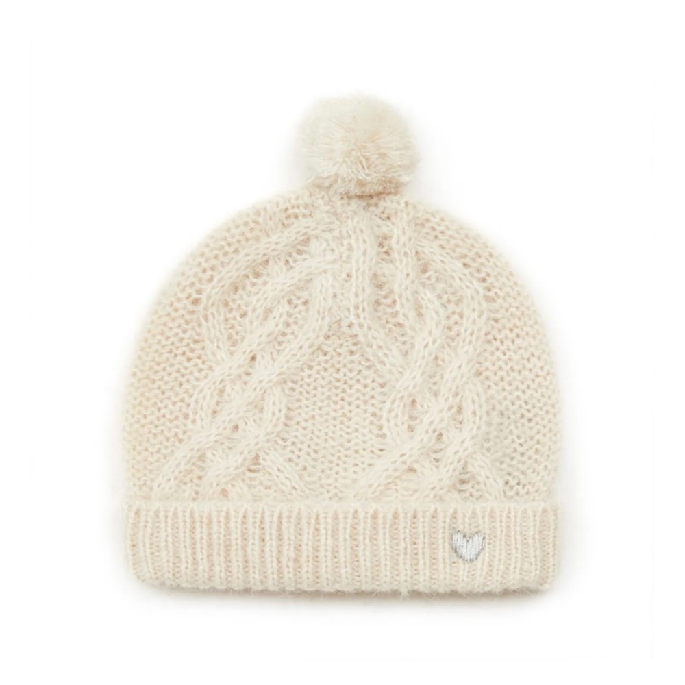 Bonton Cream Knit Beanie with Pom